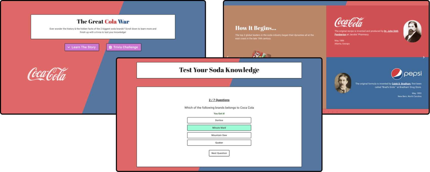 Fig. 4: A glimpse to the prototype of the instructional media about the great cola war