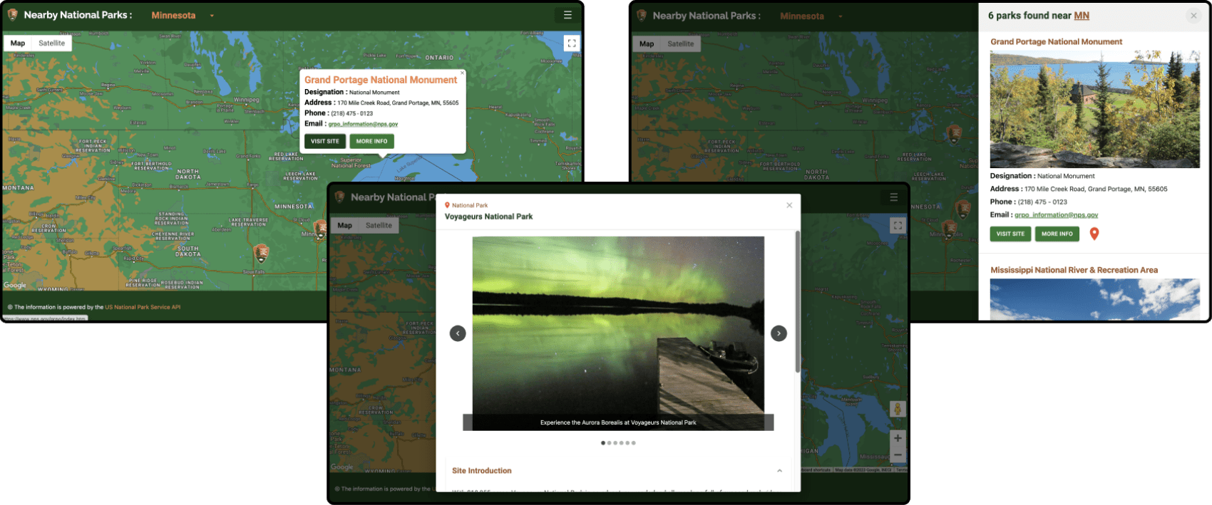 Fig. 2: A glimpse to the prototype of the NPS map visualization